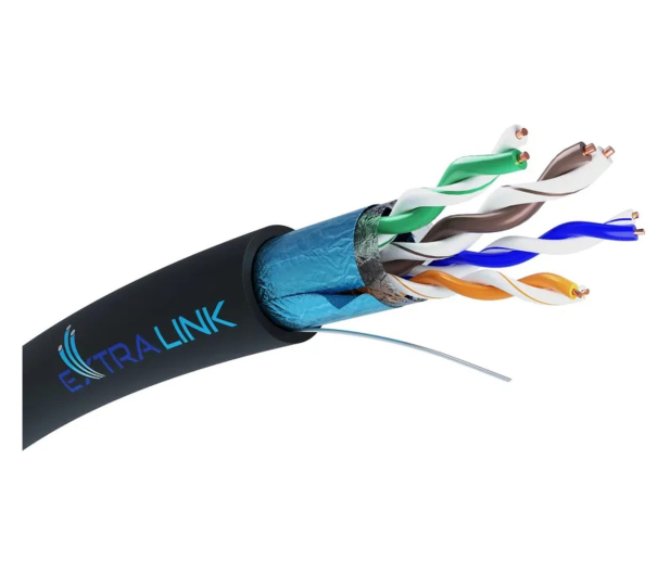 ExtraLink CAT5E FTP (F/UTP) V2 Zewnętrzny Kabel sieciowy 100M - 1543965 - zdjęcie